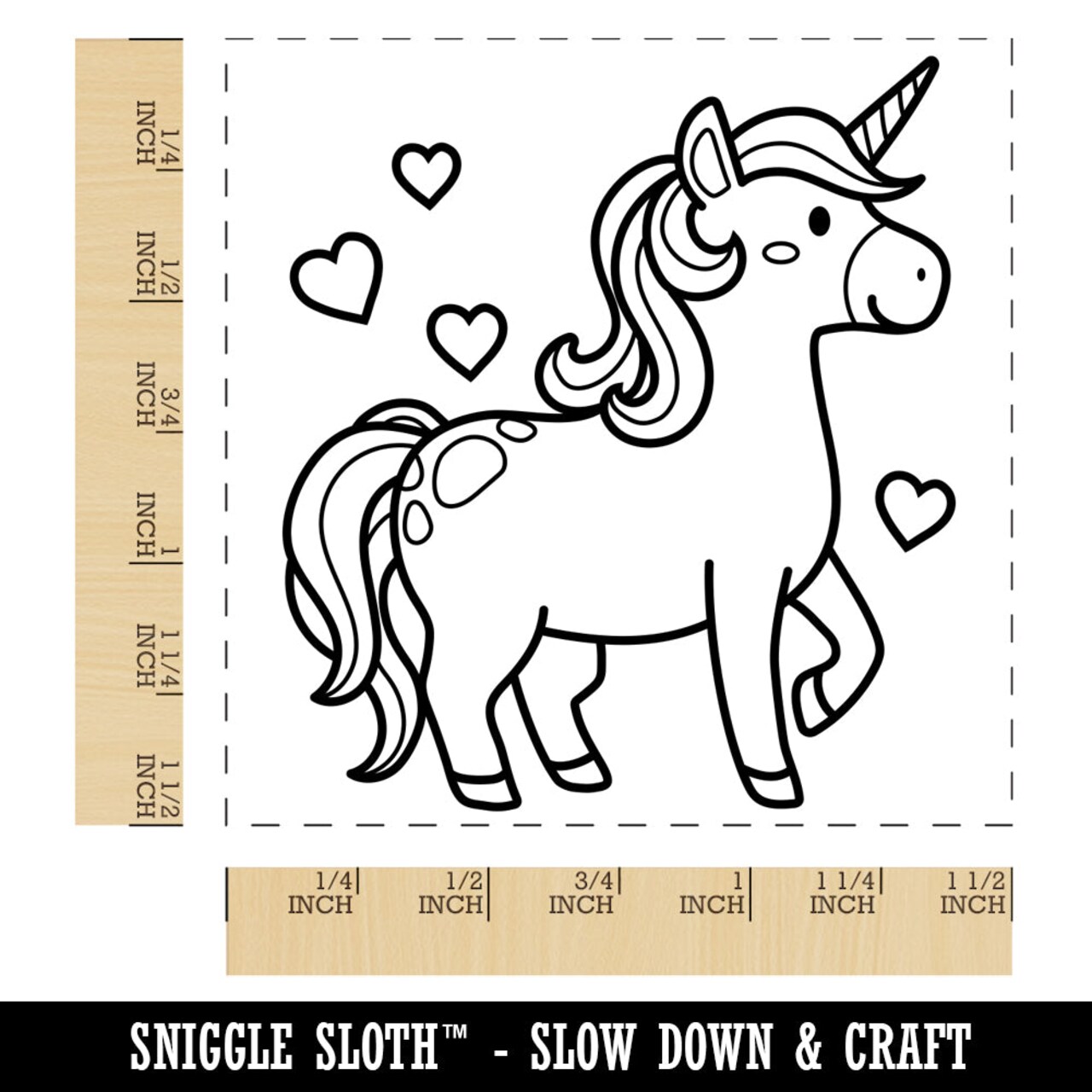 Cute Unicorn with Hearts Self-Inking Rubber Stamp Ink Stamper